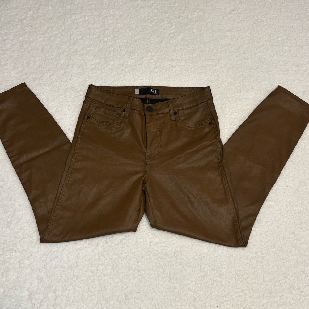 KUT from the Kloth Women Brown Coated Fab Ab Donna Ankle Skinny Jeans